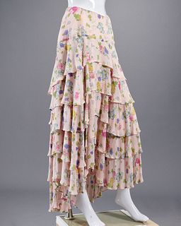 Moschino silk chiffon print skirt