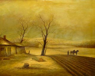 Brian Coole British (1939-) Oil on Canvas Painting. "Country Scene"