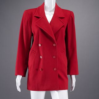 Yves Saint Laurent red wool pea coat