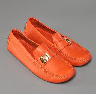 Louis Vuitton ladies orange driving loafers