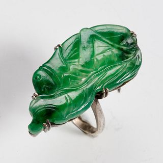 Sterling and jade ring