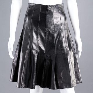David Cardona black leather skirt