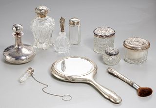 Collection silver and glass vanity objects