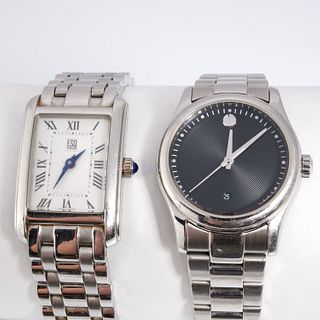 (2) Ladies stainless Movado watches