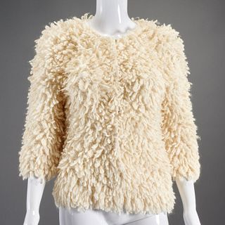 Oscar de la Renta looped knit astrakhan jacket