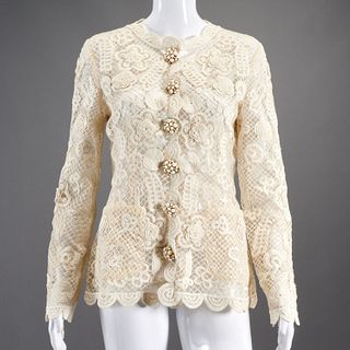 Oscar de la Renta floral embroidered lace jacket