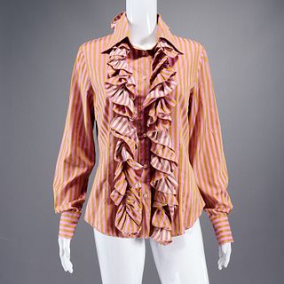 Etro Milano stripe cotton sateen blouse