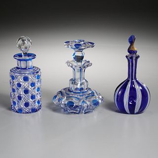 Bohemian & Venetian cobalt blue perfume bottles
