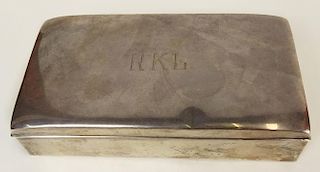 Vintage Poole Sterling Silver Cigarette Box with Wood Liner