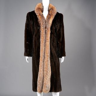 Mink coat with fox trim