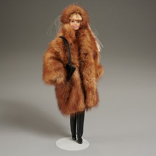 Barbie with bespoke fur coat & headband