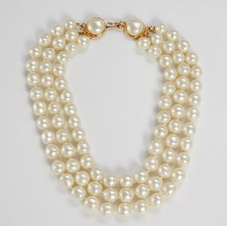 Chanel triple strand faux pearl necklace