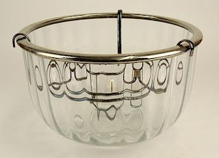 Large Glass Caviar Server with Silver Plate Insert