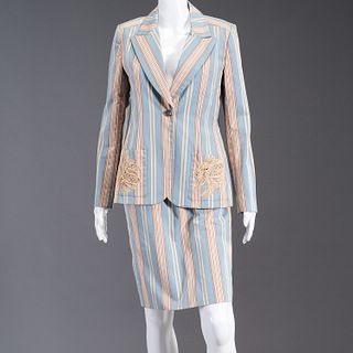 Bill Blass variegated stripe skirt suit