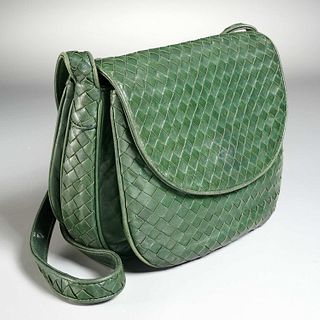 Bottega Veneta green woven shoulder bag