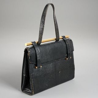 Henri Betrix black lizard handbag