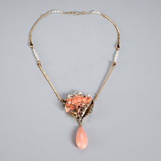 Angela Conty 14k gold & coral necklace