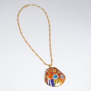 Walter Belazario 18k gold & enamel necklace