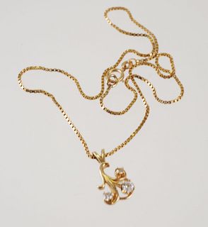 14K Yellow Gold & DIAMOND Pendant Necklace