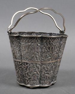 Antique Chinese Silver Repousse Ice Bucket
