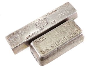 (2) Five Troy Ounce Poured 999 Silver Bars