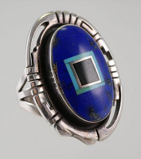 NAVAJO Gilbert Nelson Sterling & Turquoise Ring