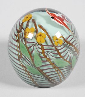 CHRIS BUZZINI, Angelfish & Floral Paperweight