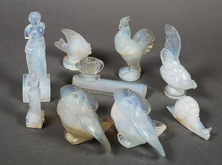 (9) SABINO France Opalescent Art Glass Figurines