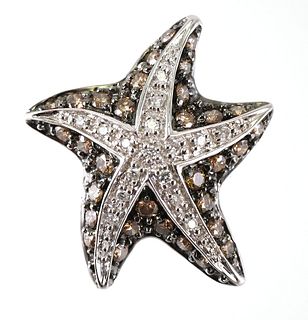 18K White Gold & DIAMOND Starfish Pendant
