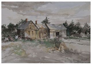 DENNIS STUART, Maine Landscape, Watercolor