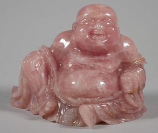 Chinese Pink Quartz Buddha Statue