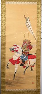 CHINESE SCROLL PAINTING, Warrior on Horse