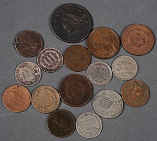 (16) Old US Coins Penny 1 2 3 5 Cent Nickel