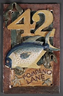Vintage Florida Ceramic House Fish Plaque 