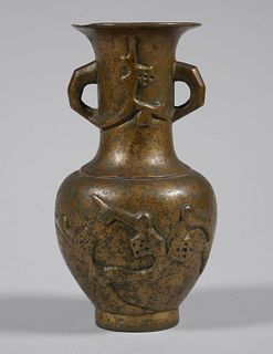 Antique Chinese Bronze Vase, Cherry Blossoms