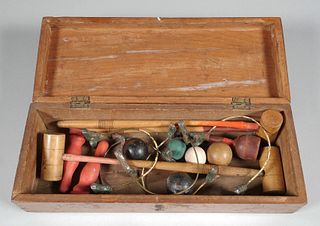 Antique Miniature Croquet Game Set