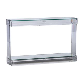 A Modern Lucite and Mirror Two-Tier Console