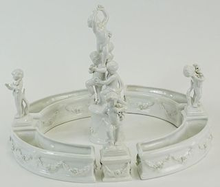 Nine (9) Piece Mottahedeh Design Made in Italy Blanc de Chine Porcelain Centerpiece, Four Seasons