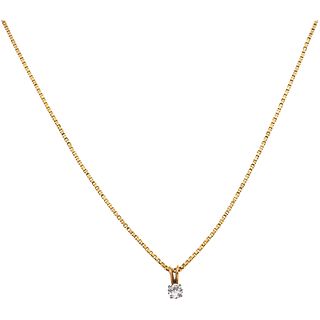 CHOKER AND PENDANT WITH DIAMOND. 14K YELLOW AND WHITE GOLD