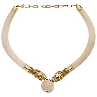 CHOKER WITH IVORY AND 18K YELLOW GOLD