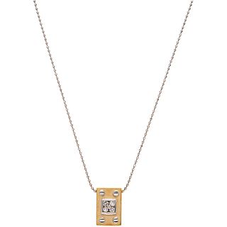 CHOKER AND PENDANT WITH DIAMONDS. 14K WHITE AND YELLOW GOLD