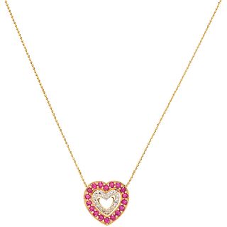 CHOKER AND PENDANT WITH RUBIES AND DIAMONDS. 14K YELLOW GOLD