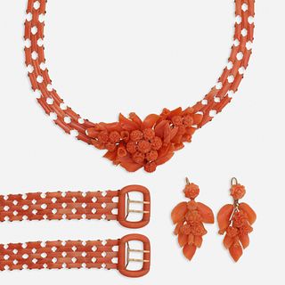 Suite of Antique coral jewelry