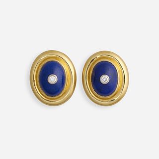 Paloma Picasso for Tiffany & Co., Lapis lazuli, diamond, and gold earrings