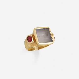 Intaglio and ruby ring