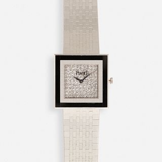 Piaget, White gold, black onyx, and diamond watch