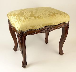 Mid 20th Century Italian Louis XV style Carved Beechwood and Upholstered Tabouret