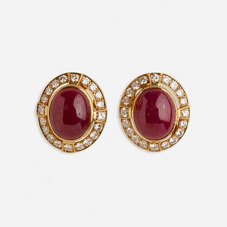 Cartier, Ruby and diamond earrings