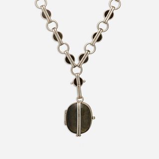 Spratling, Obsidian and silver locket necklace