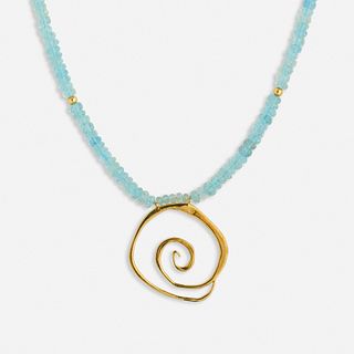 Modernist aquamarine bead pendant necklace
